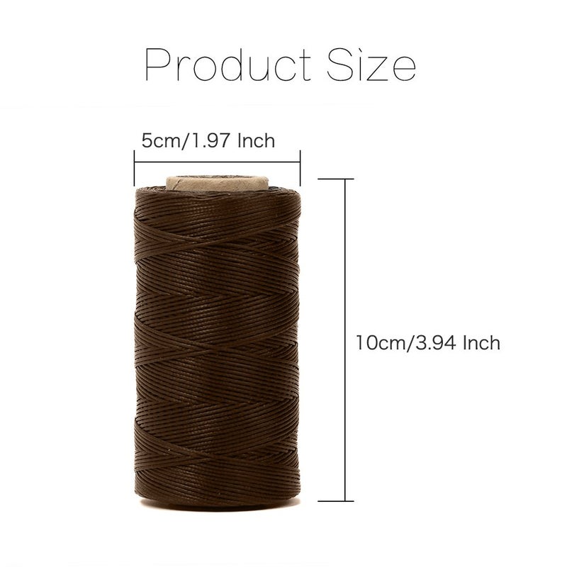 Tenn Well 328Yards 150D 1MM Waxed Thread, Flat Sewing Wax Sail Kit with Needles for Leather DIY Project(Brown) - Image 3